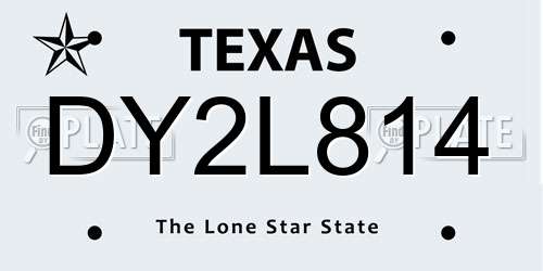 DY2L814 Texas License Plate
