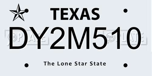 DY2M510 Texas License Plate