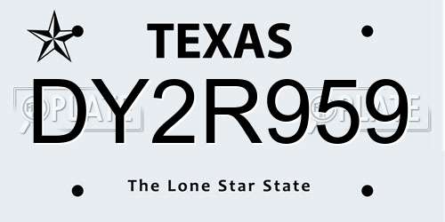 DY2R959 Texas License Plate