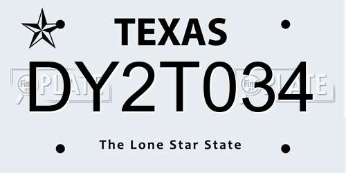 DY2T034 Texas License Plate