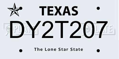DY2T207 Texas License Plate