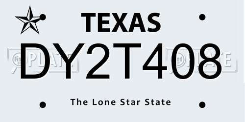 DY2T408 Texas License Plate