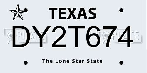 DY2T674 Texas License Plate