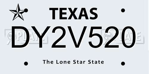 DY2V520 Texas License Plate