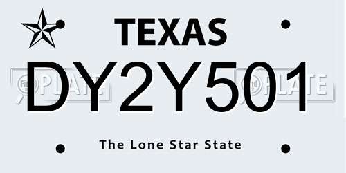 DY2Y501 Texas License Plate