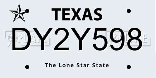 DY2Y598 Texas License Plate