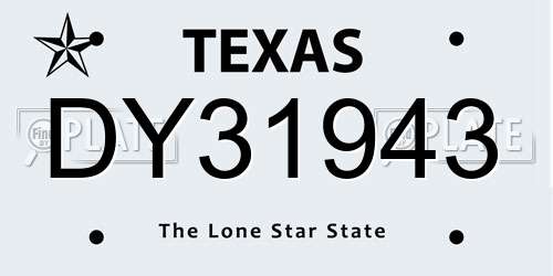 DY31943 Texas License Plate
