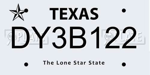 DY3B122 Texas License Plate