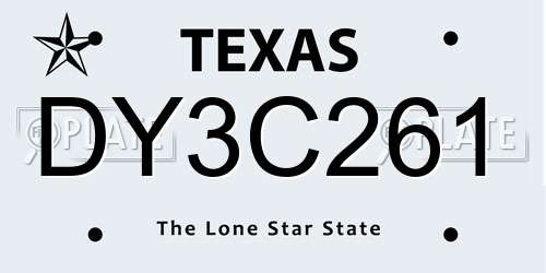 DY3C261 Texas License Plate