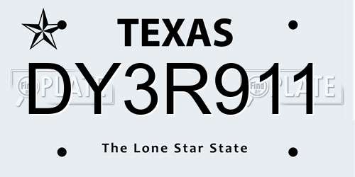 DY3R911 Texas License Plate