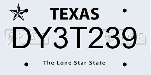 DY3T239 Texas License Plate