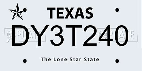DY3T240 Texas License Plate