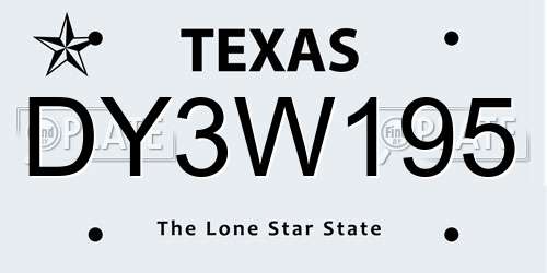 DY3W195 Texas License Plate
