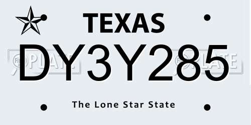 DY3Y285 Texas License Plate