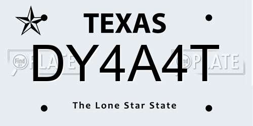 DY4A4T Texas License Plate