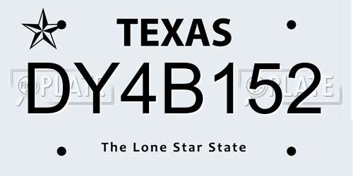 DY4B152 Texas License Plate