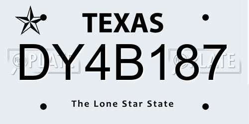 DY4B187 Texas License Plate