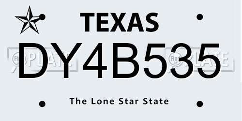 DY4B535 Texas License Plate