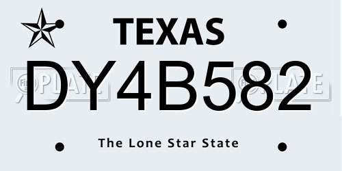 DY4B582 Texas License Plate