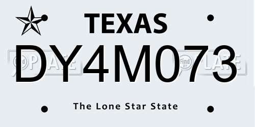 DY4M073 Texas License Plate