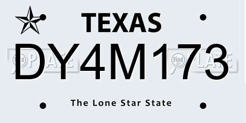 DY4M173 Texas License Plate