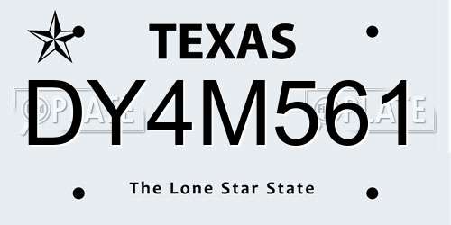 DY4M561 Texas License Plate