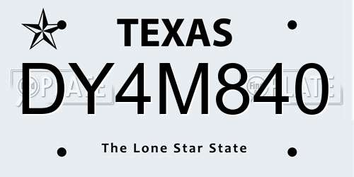 DY4M840 Texas License Plate