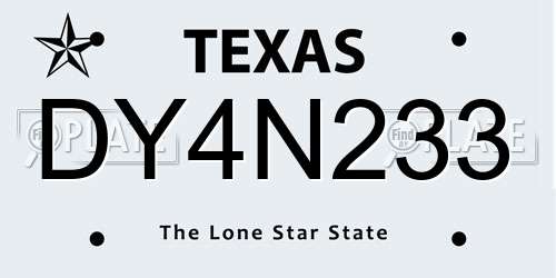 DY4N233 Texas License Plate