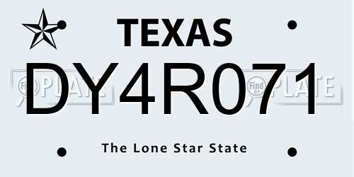 DY4R071 Texas License Plate