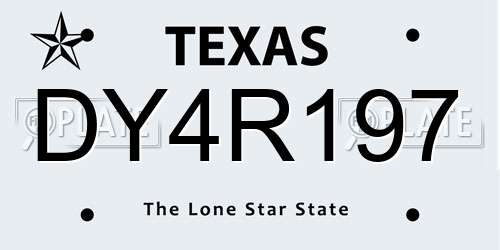 DY4R197 Texas License Plate