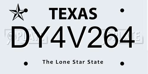 DY4V264 Texas License Plate