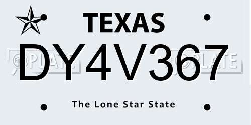 DY4V367 Texas License Plate