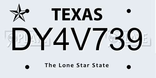 DY4V739 Texas License Plate