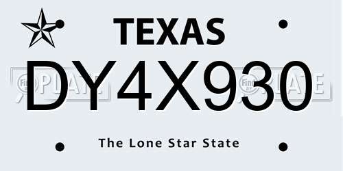 DY4X930 Texas License Plate
