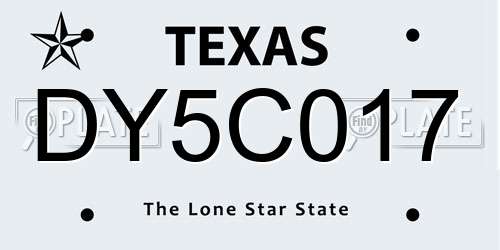 DY5C017 Texas License Plate