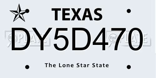 DY5D470 Texas License Plate