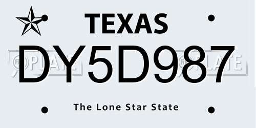 DY5D987 Texas License Plate