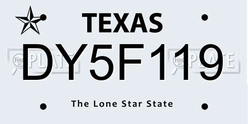 DY5F119 Texas License Plate