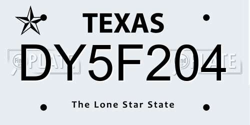 DY5F204 Texas License Plate