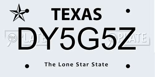 DY5G5Z Texas License Plate
