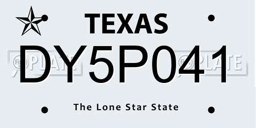 DY5P041 Texas License Plate