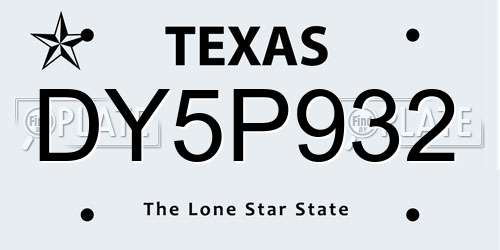 DY5P932 Texas License Plate
