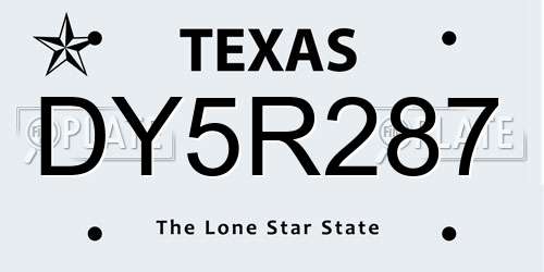 DY5R287 Texas License Plate