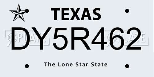 DY5R462 Texas License Plate
