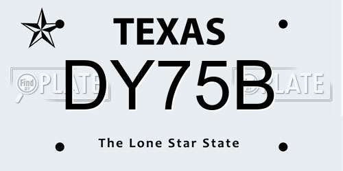 DY75B Texas License Plate
