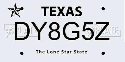 DY8G5Z Texas License Plate