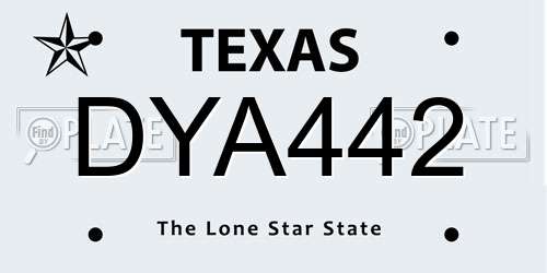DYA442 Texas License Plate