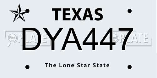 DYA447 Texas License Plate