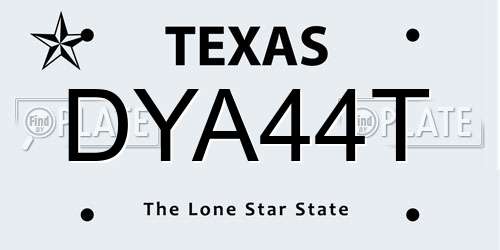 DYA44T Texas License Plate