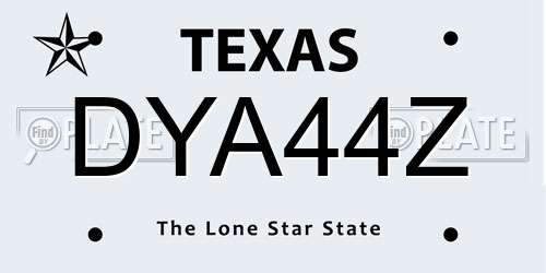 DYA44Z Texas License Plate